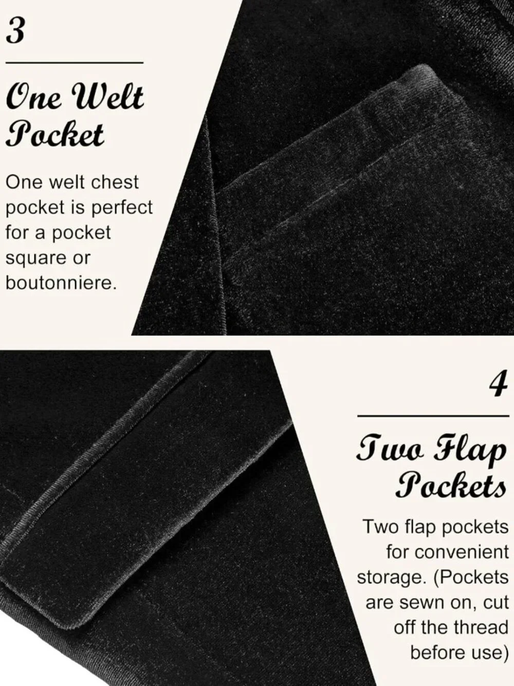 Stylish Men's Velvet Blazer, Notched Lapel Tuxedo Jacket for Wedding & Party